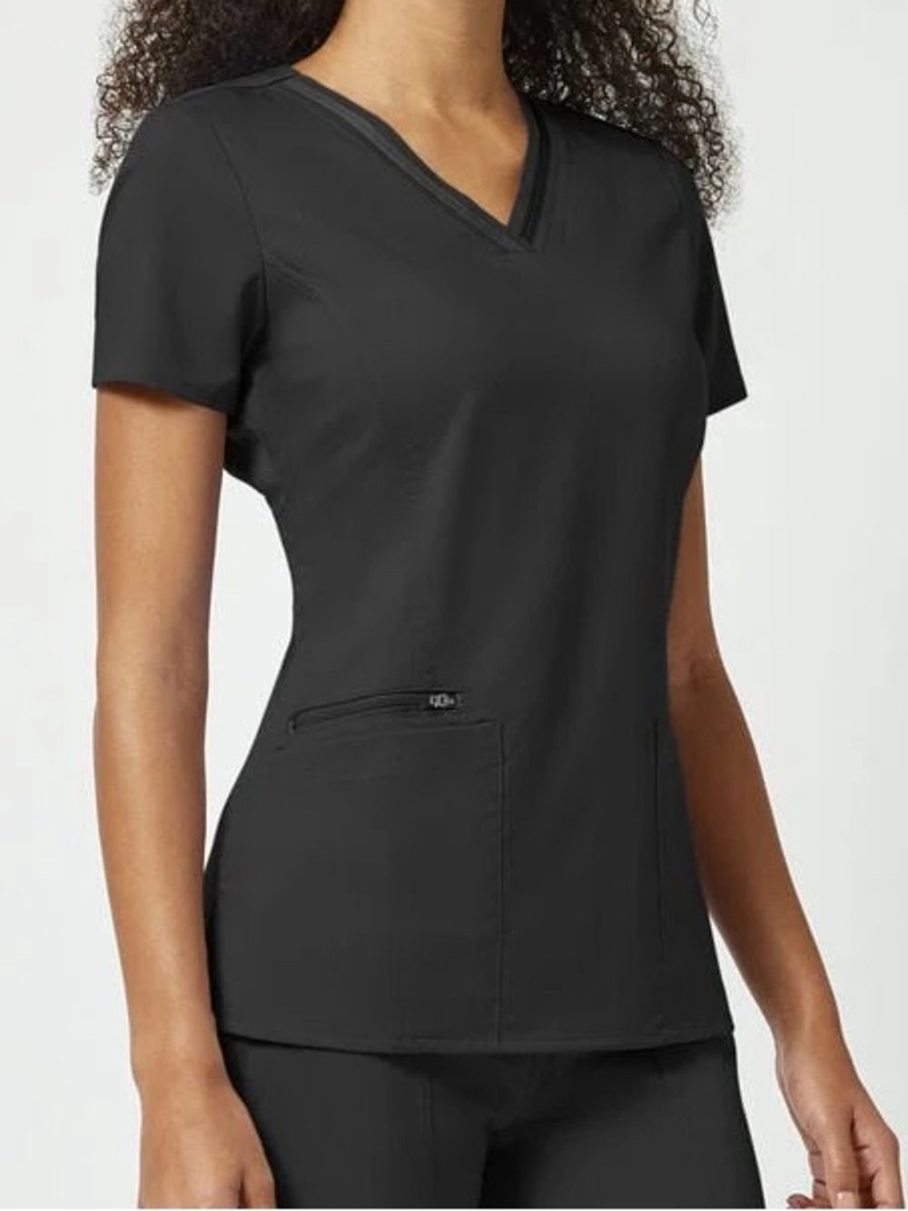 Healing Hands Purple Label Jasmine Scrub Top Black V Neck Zip Pocket M Medical